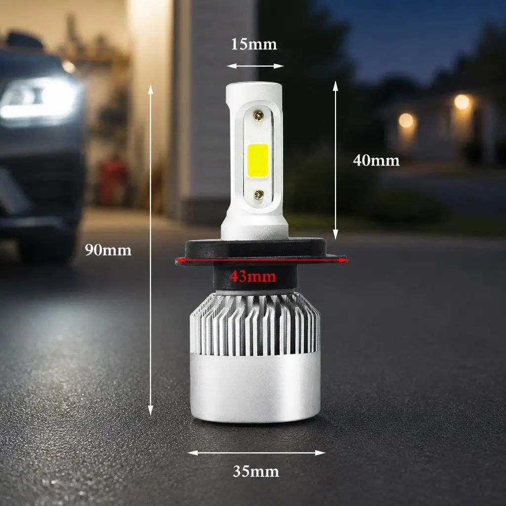 LED Headlight Bulbs H4 6500K White High Brightness Plug and Play Waterproof Shockproof