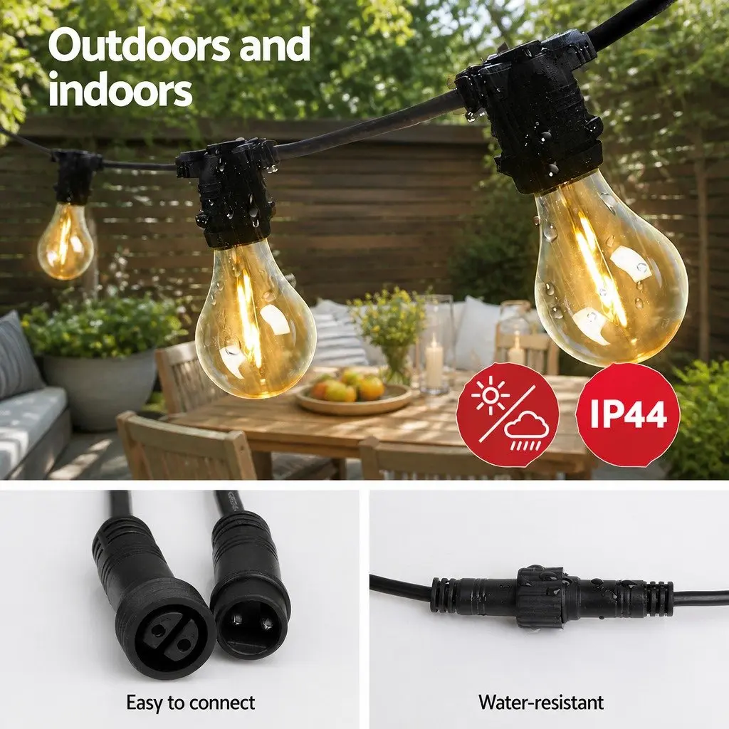 Festoon String Lights 23m Outdoor Wedding Garden Party Warm White LED