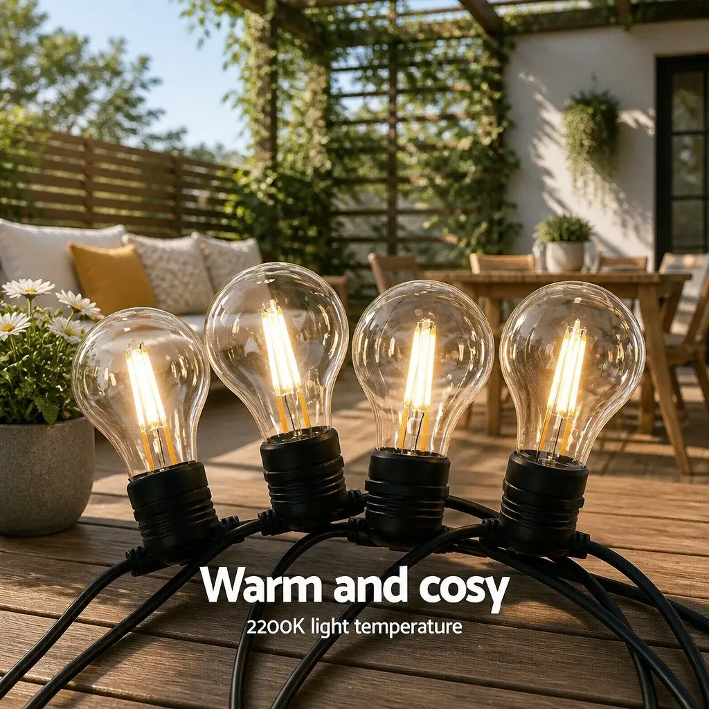Festoon String Lights 50m Outdoor Wedding Garden Party Warm White LED