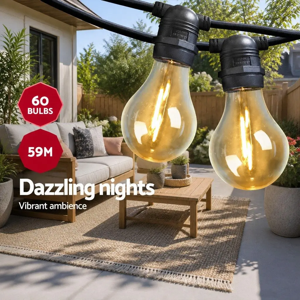 59m Festoon String Lights Outdoor Wedding Garden Party Christmas Decorations