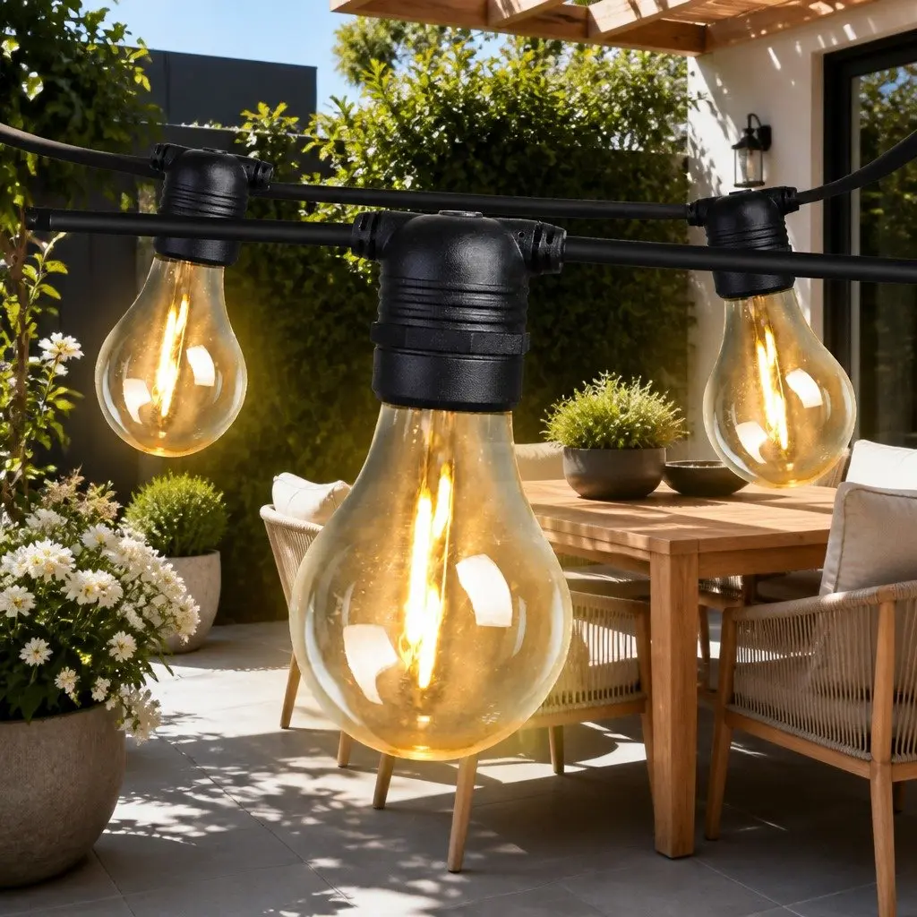 68m Festoon String Lights Outdoor Wedding Garden Party Warm White LED