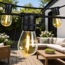 95m LED Festoon String Lights Warm White Outdoor Garden Wedding Party Christmas