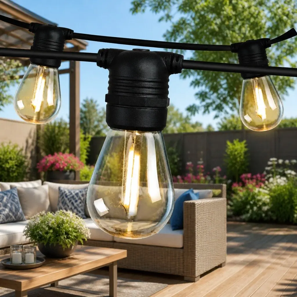95m LED Festoon String Lights Warm White Outdoor Garden Wedding Party Christmas