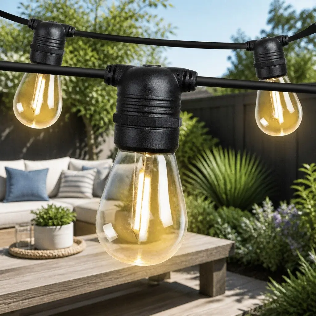 23m Festoon Lights with Warm Glow