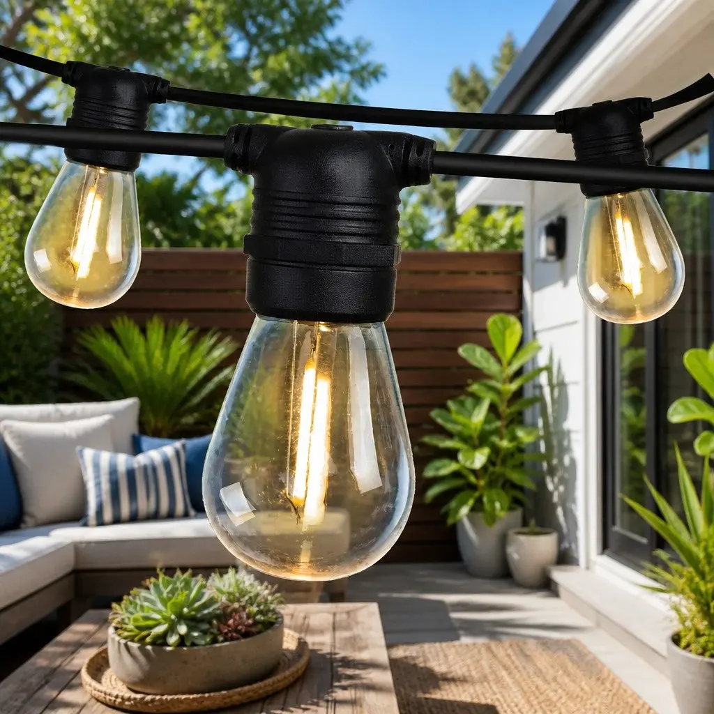 Festoon String Lights Warm White 23m IP44 Waterproof Connectable for Outdoor Garden Wedding Party