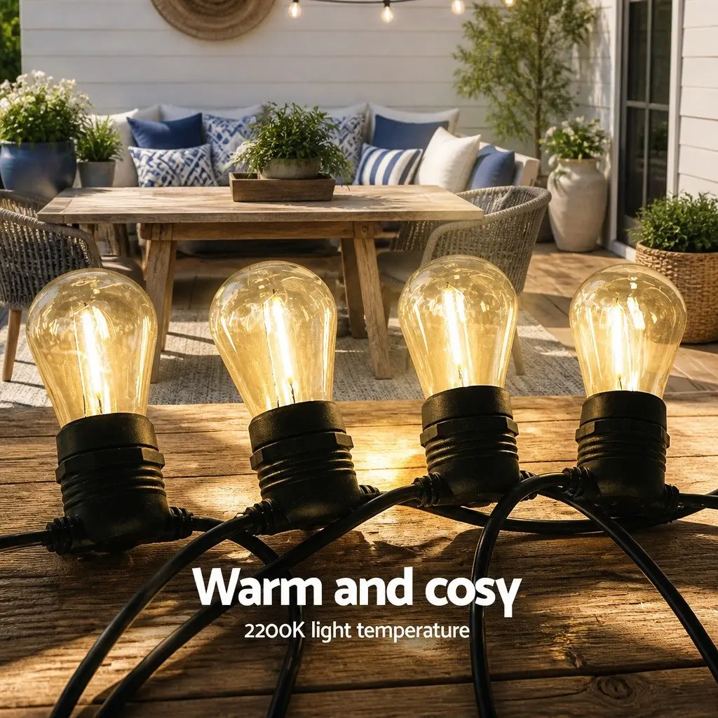LED Festoon String Lights Warm White 59m Waterproof Connectable for Outdoor Garden Wedding Party Christmas Decorations