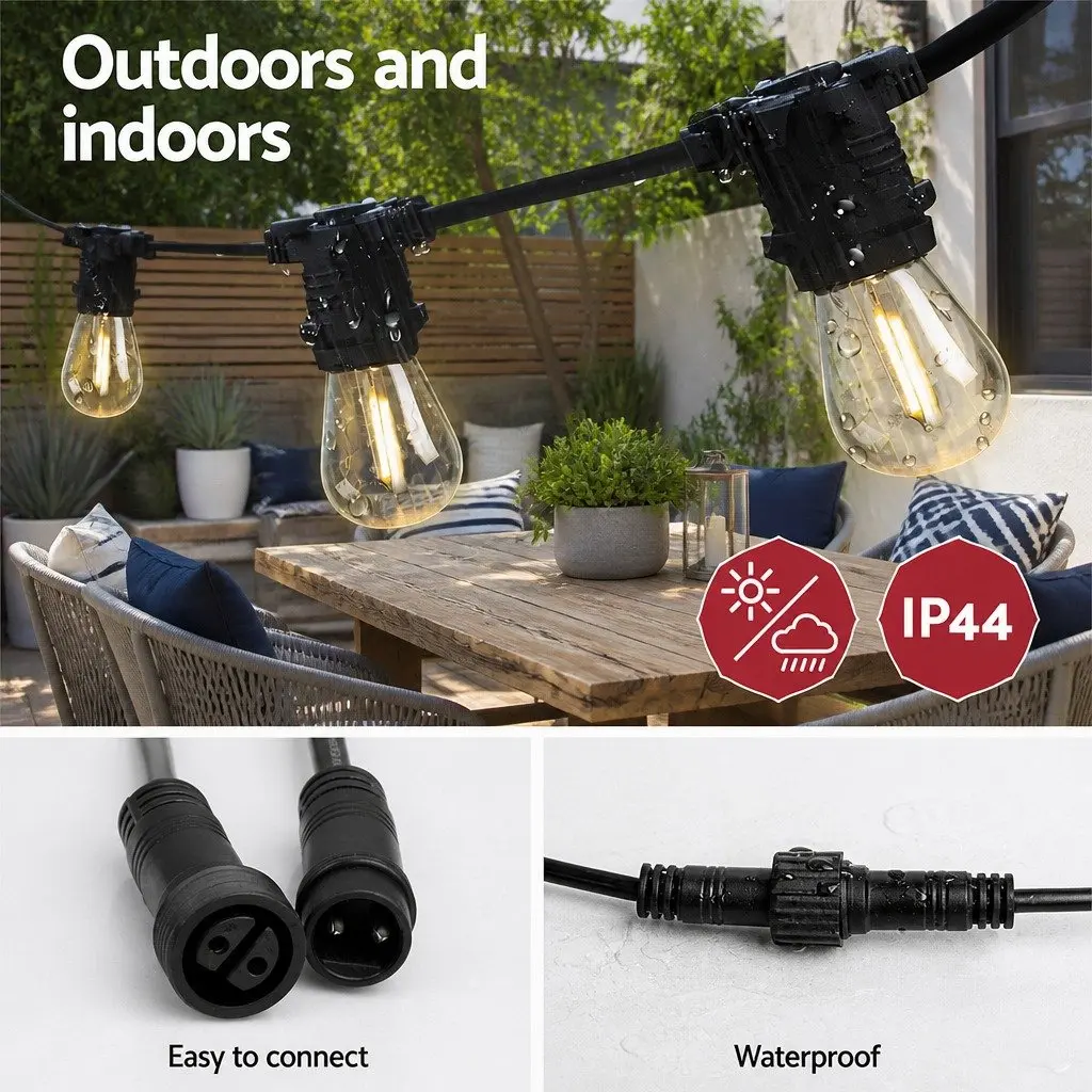LED Festoon String Lights Warm White 59m Waterproof Connectable for Outdoor Garden Wedding Party Christmas Decorations
