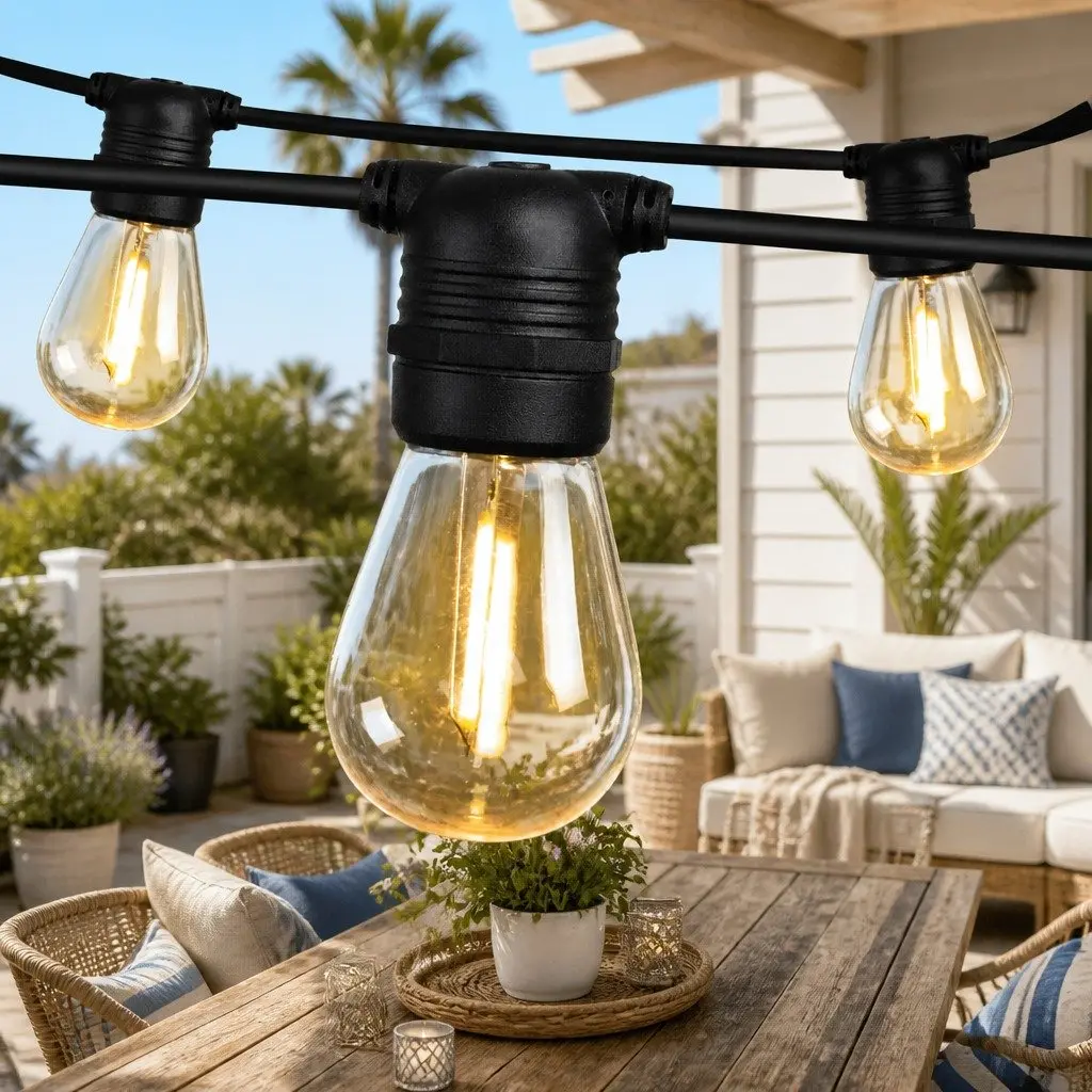 LED Festoon String Lights Warm White 59m Waterproof Connectable for Outdoor Garden Wedding Party Christmas Decorations
