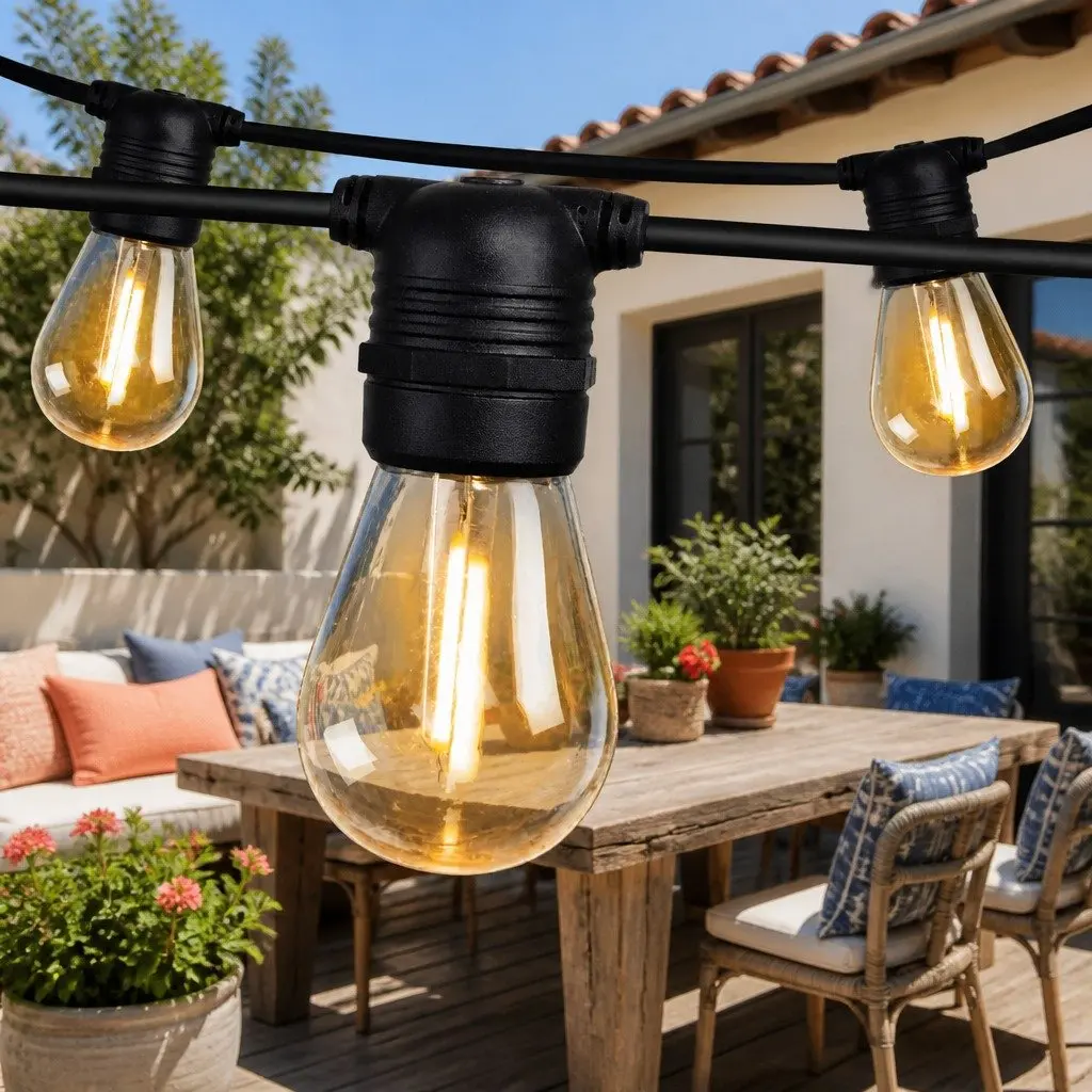 LED Festoon String Lights Warm White 59m Waterproof Connectable for Outdoor Garden Wedding Party Christmas Decorations
