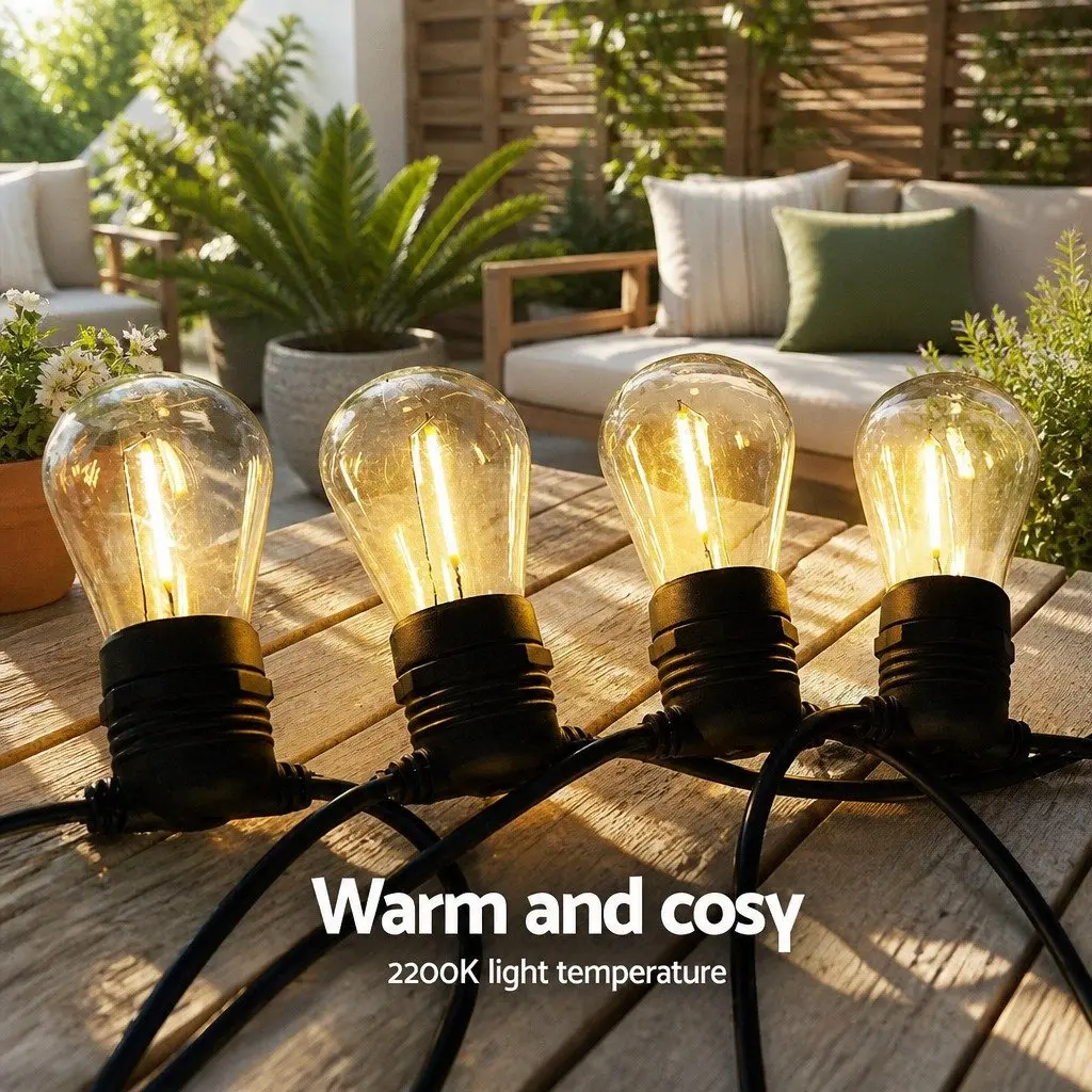 Festoon String Lights Warm White 68m Waterproof LED for Outdoor Wedding Party Garden