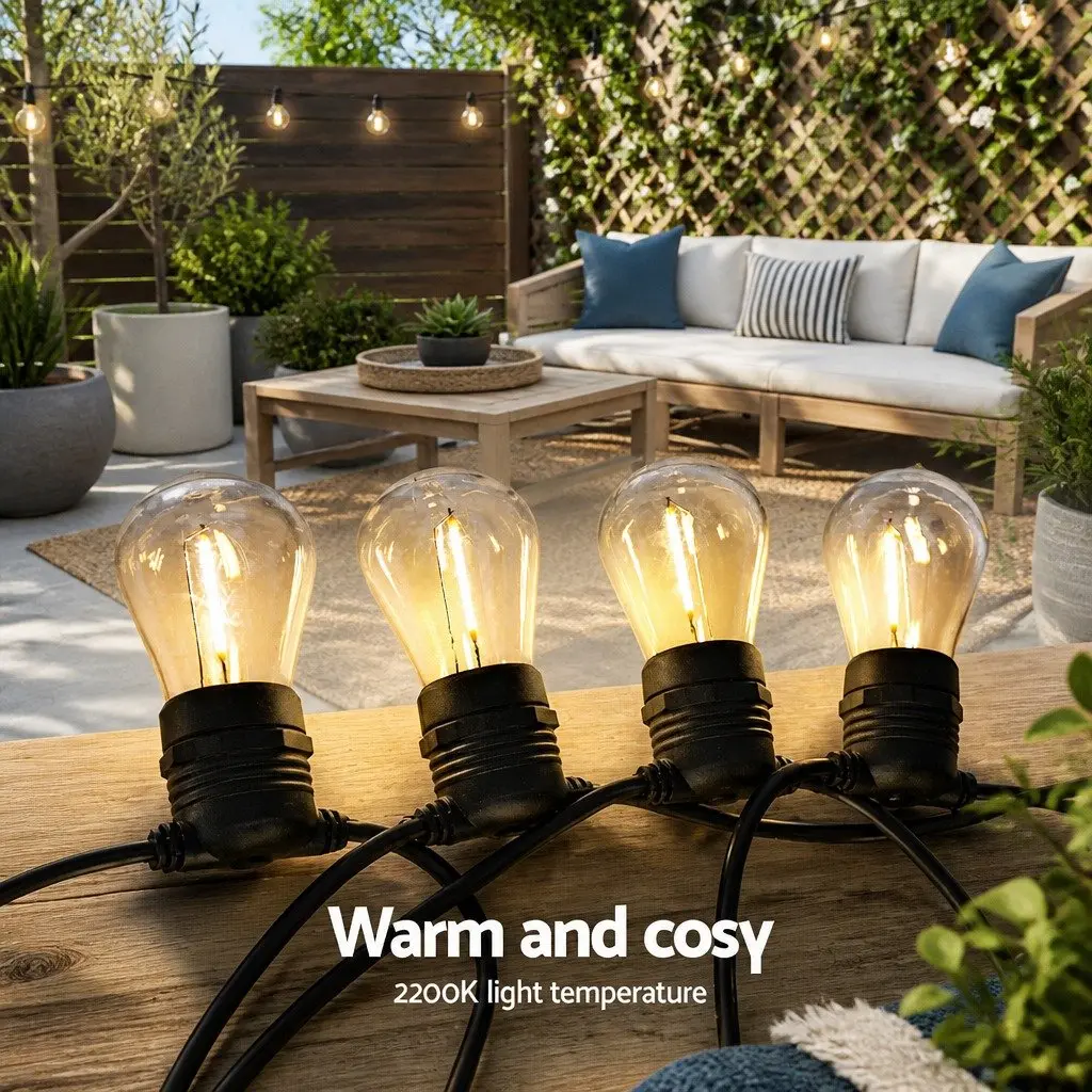 LED Festoon String Lights Warm White 77m Outdoor Garden Party IP44 Waterproof