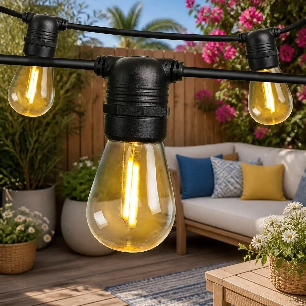 86m LED Festoon String Lights Warm White Outdoor Garden Wedding Party