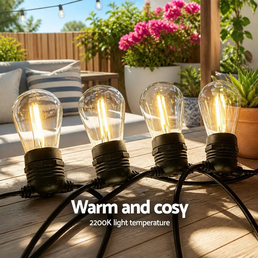 86m LED Festoon String Lights Warm White Outdoor Garden Wedding Party