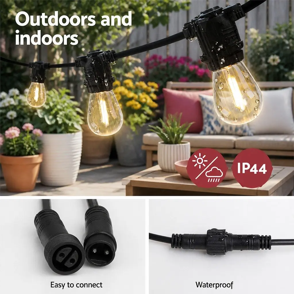 86m LED Festoon String Lights Warm White Outdoor Garden Wedding Party