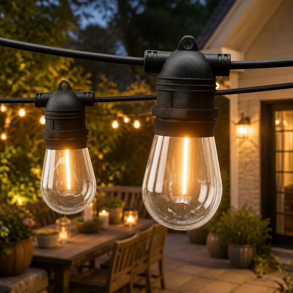 Festoon String Lights Warm White 37m 40 Bulbs Easy Connection Indoor Outdoor