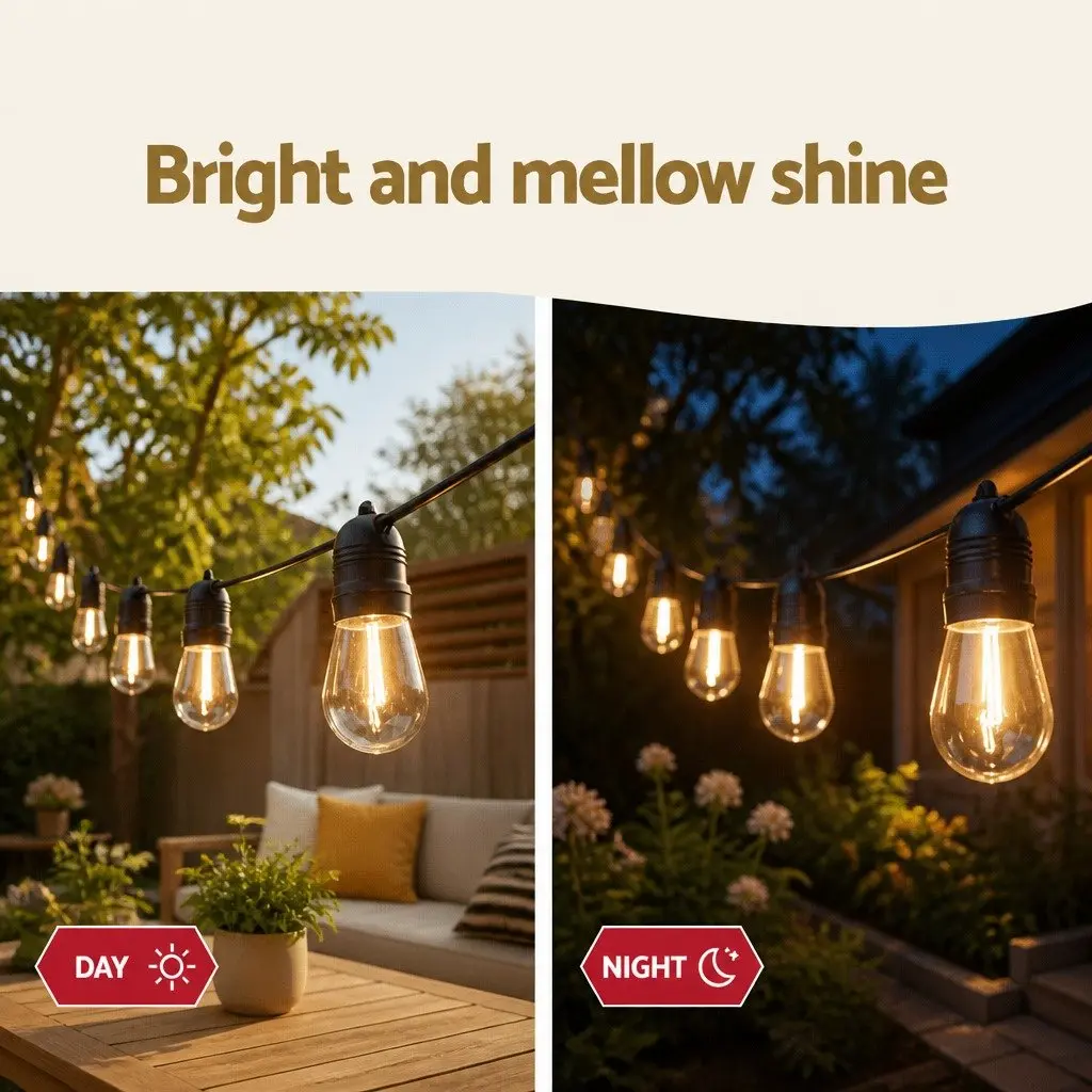 Festoon String Lights Warm White 37m 40 Bulbs Easy Connection Indoor Outdoor