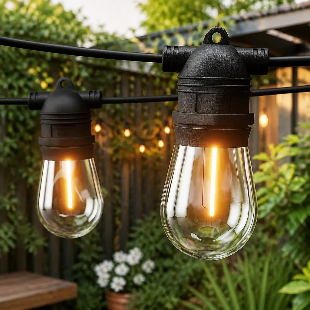 Festoon String Lights Warm White 37m 40 Bulbs Easy Connection Indoor Outdoor