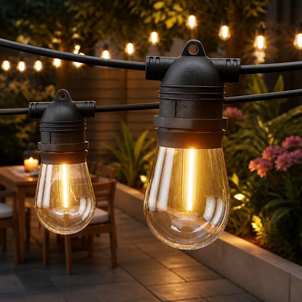 Festoon Lights 46m 50 Bulbs Warm White String Lights Outdoor Indoor Party Garden