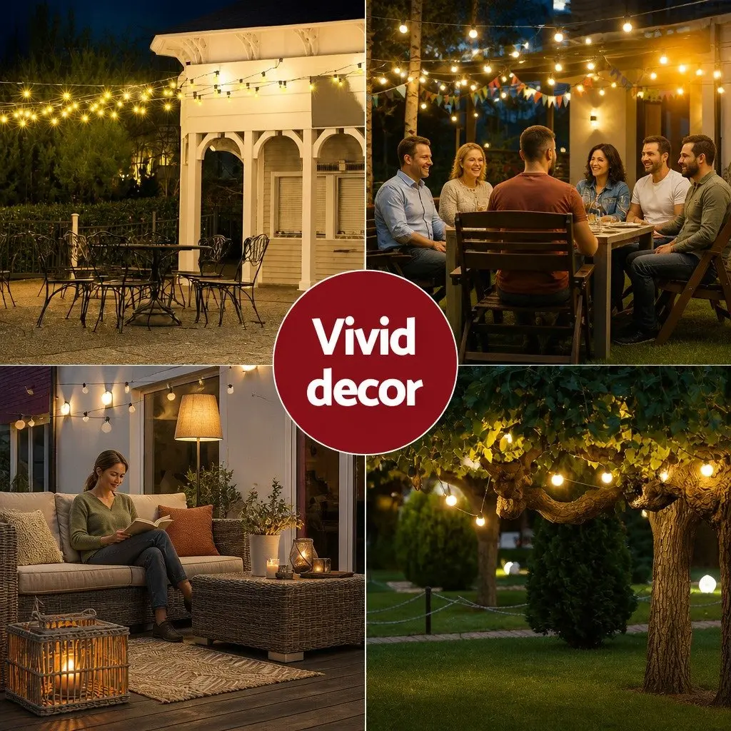 Festoon Lights 82m Warm White 90 Bulbs Outdoor Suitable for Christmas Garden Party Decor