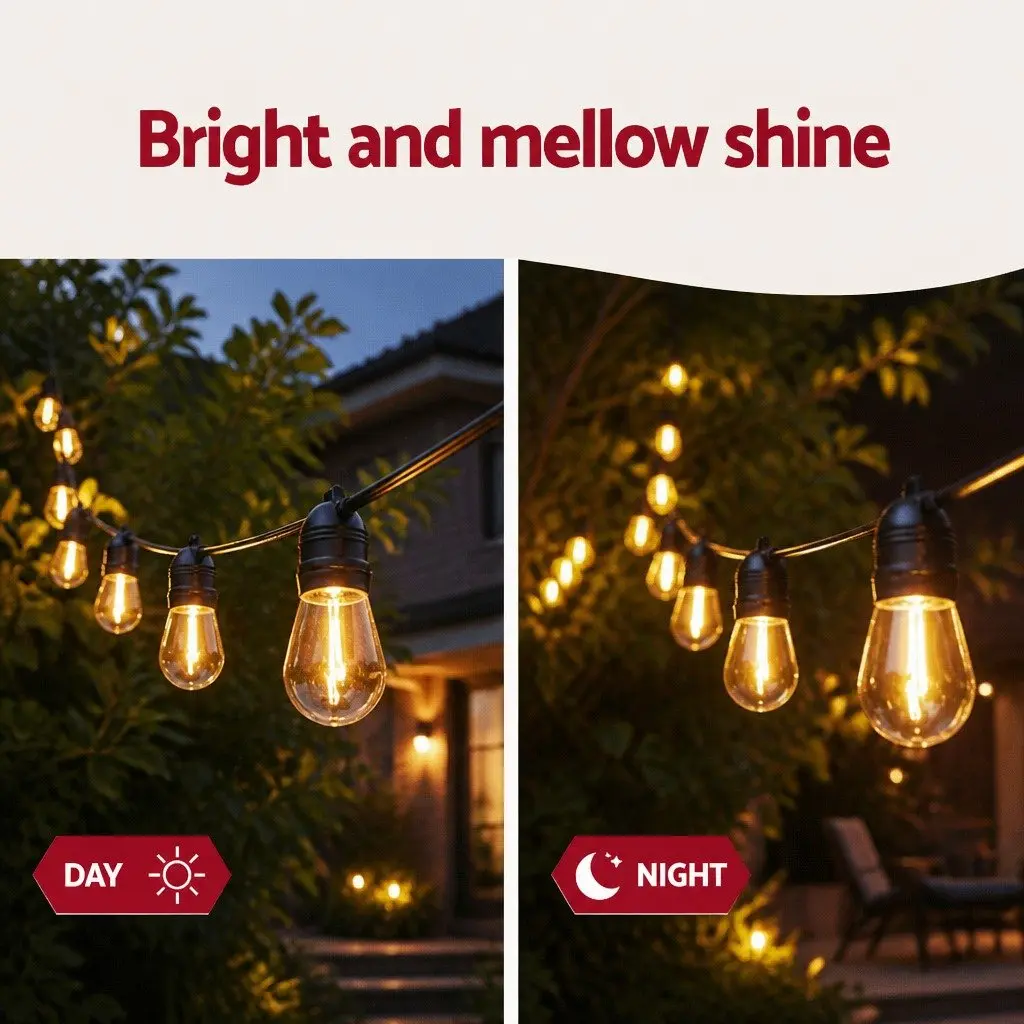 Festoon Lights 82m Warm White 90 Bulbs Outdoor Suitable for Christmas Garden Party Decor
