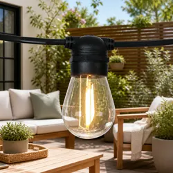 17m Solar Festoon Lights Outdoor LED String Light Warm White Garden Party Decor