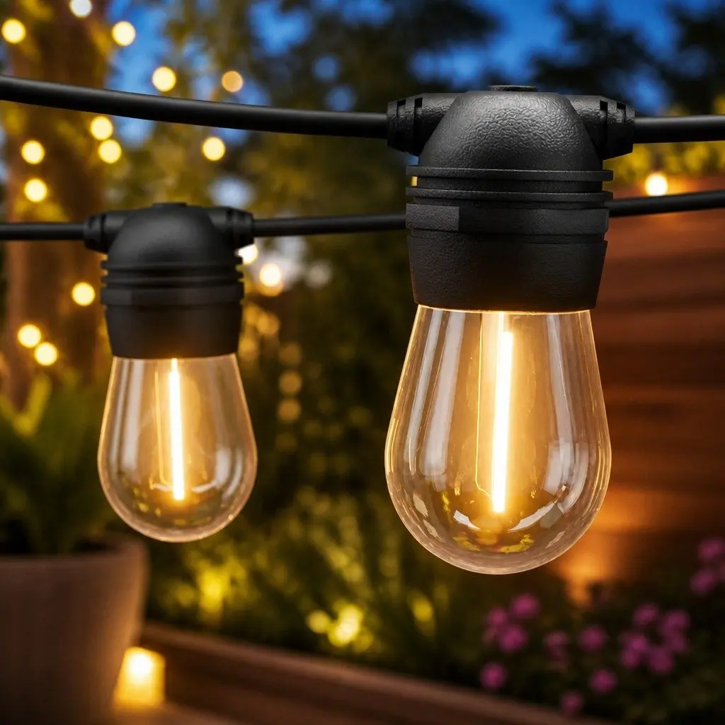 Solar Festoon String Lights 23m Outdoor LED Warm White Christmas Party