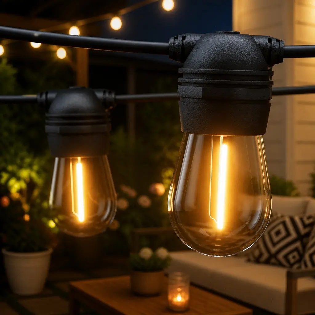 Solar Festoon String Lights 41m Outdoor LED Warm White Christmas Party