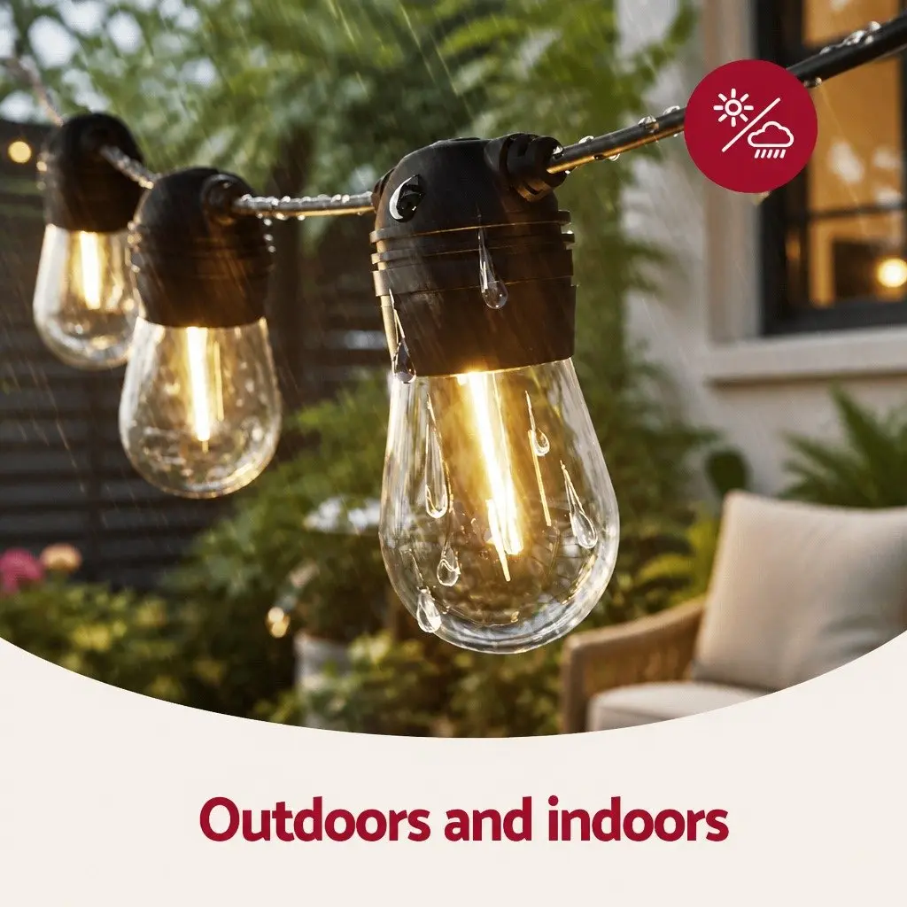 Solar Festoon String Lights 41m Outdoor LED Warm White Christmas Party