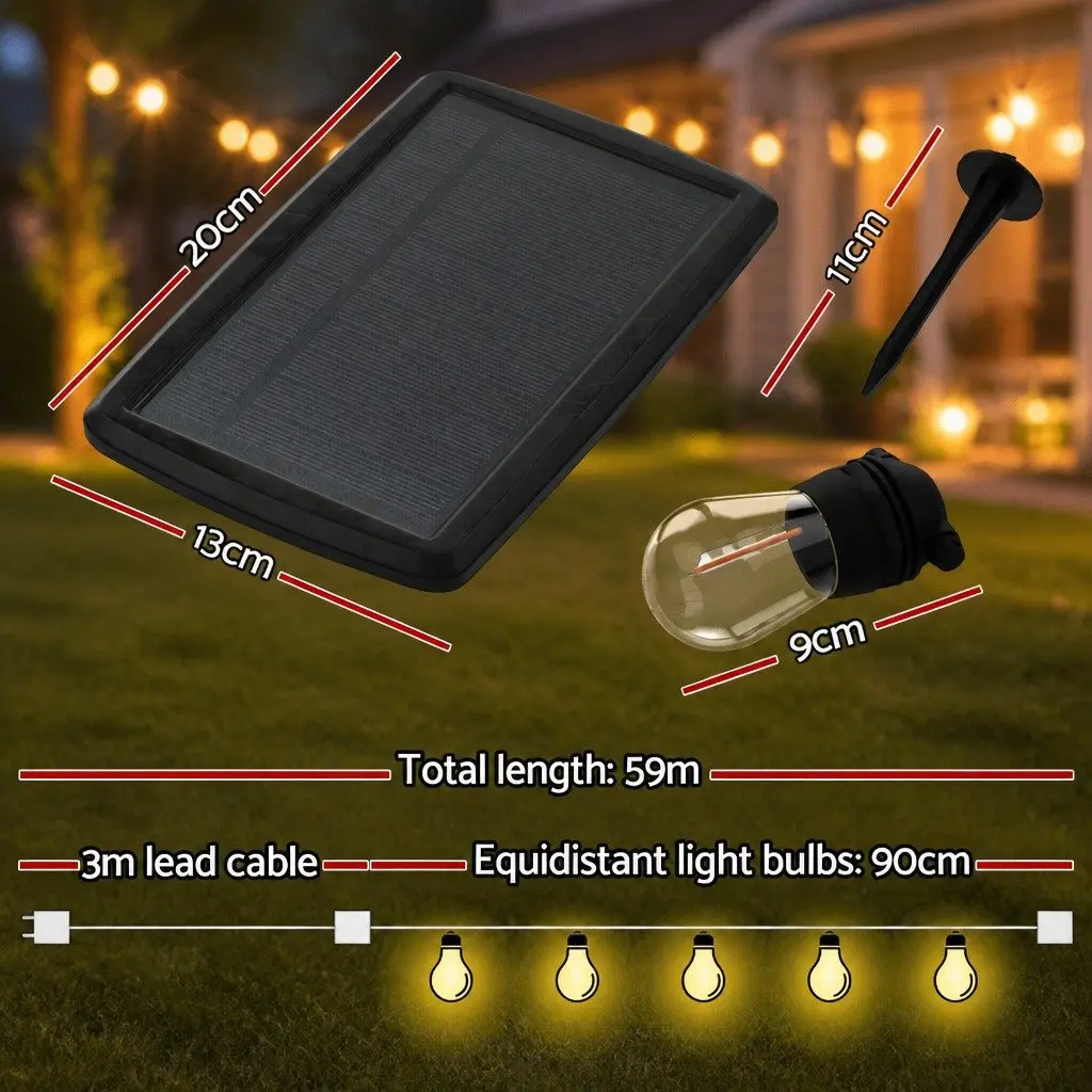 59m Solar Festoon String Lights for Quick Setup and Use