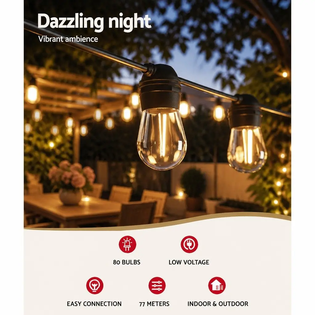 77m Solar LED String Lights with Four Modes