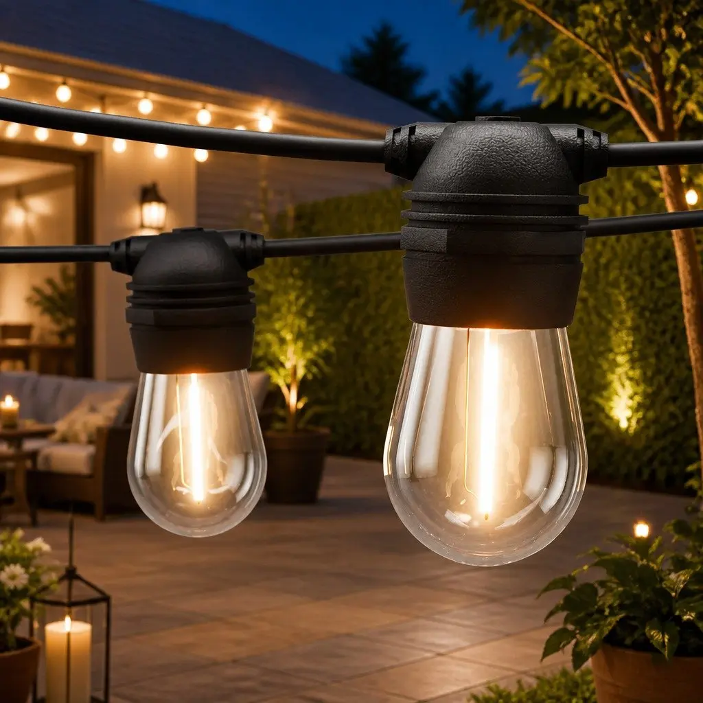 Solar Festoon String Lights 86m Outdoor LED Warm White Christmas Party