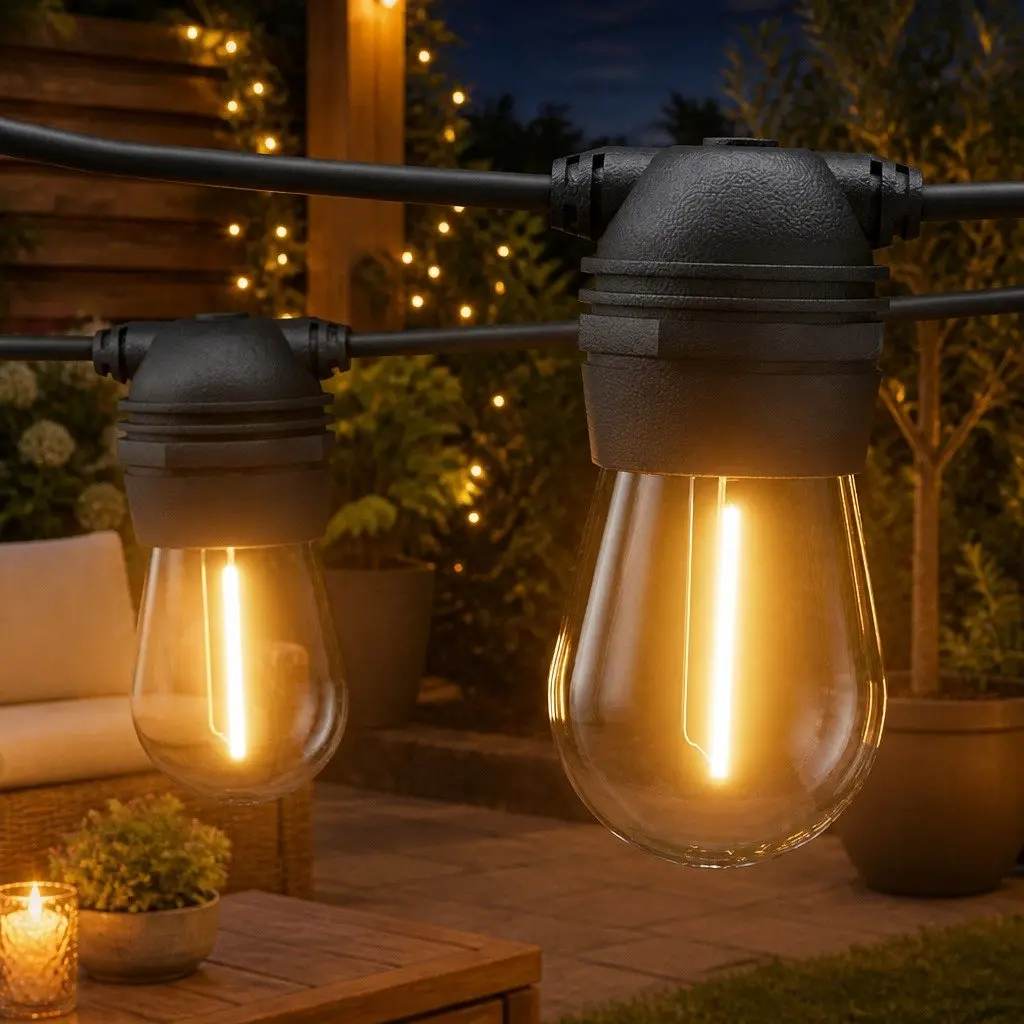 Solar Festoon String Lights 86m Outdoor LED Warm White Christmas Party