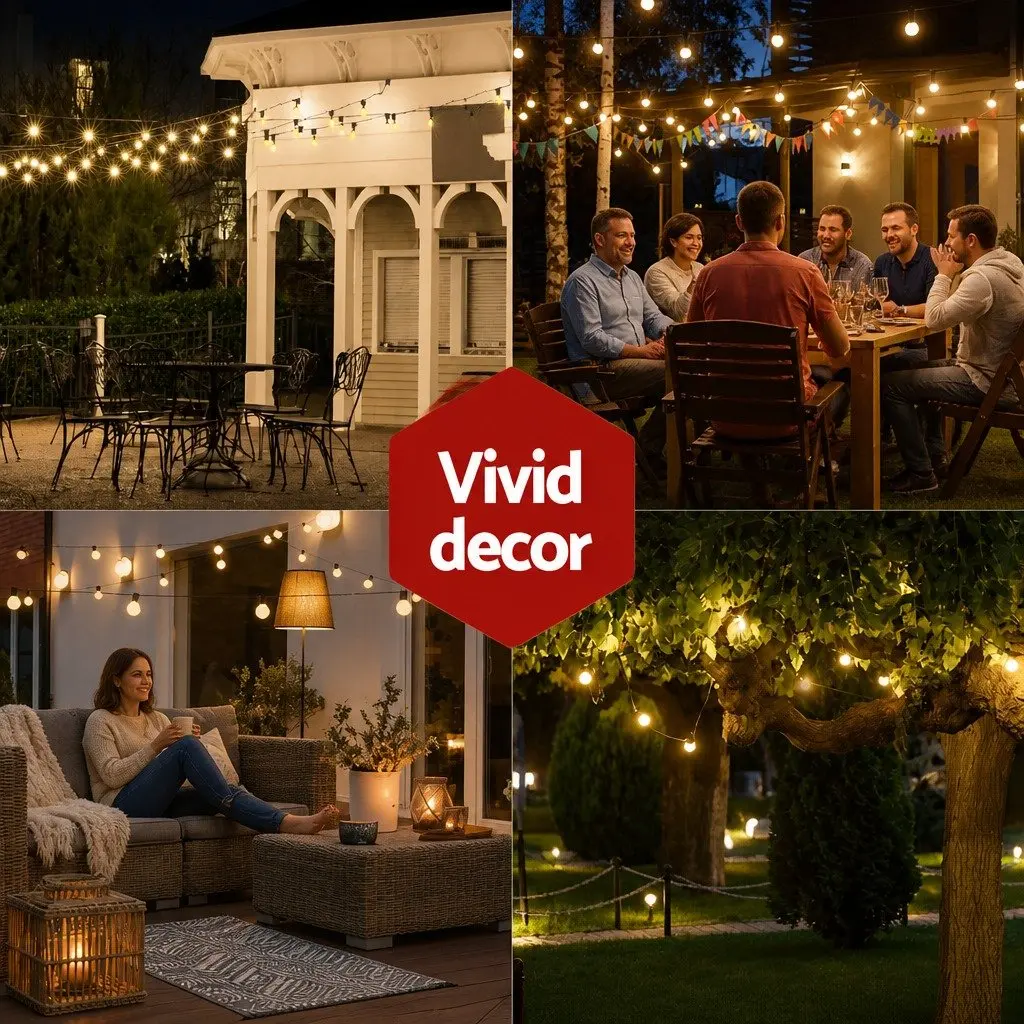 Solar Festoon String Lights 86m Outdoor LED Warm White Christmas Party