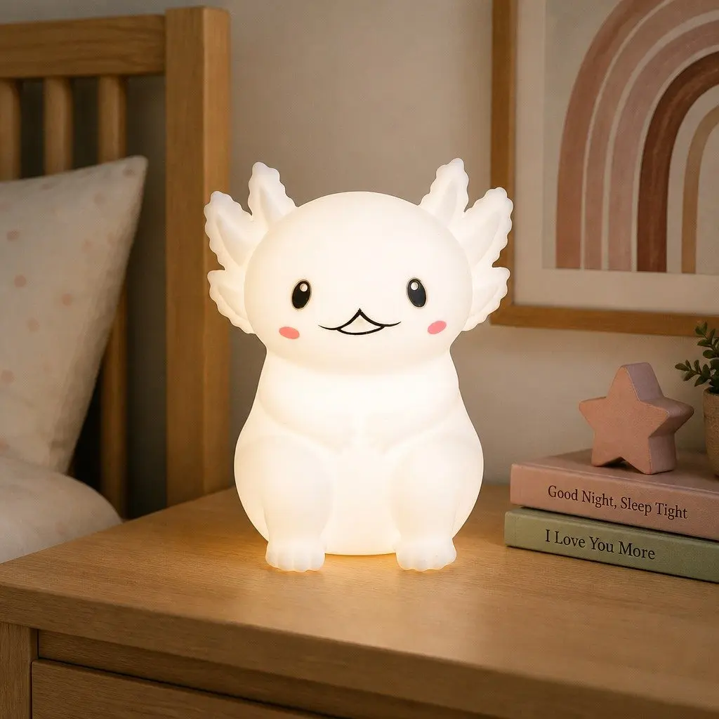 LED Light Axolotl Soft Touch Silicone Nightlight for Children Bedroom Nursery Decor