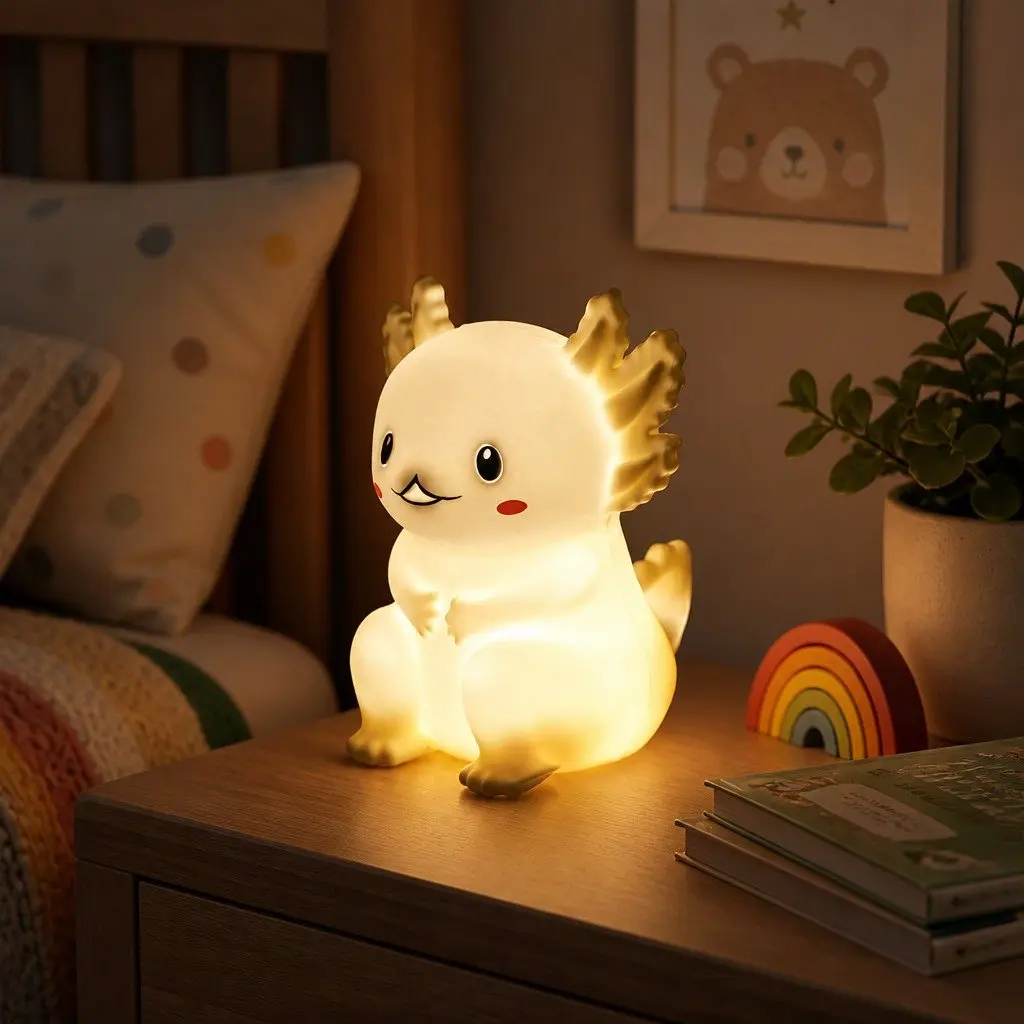 LED Light Axolotl Soft Touch Silicone Nightlight for Children Bedroom Nursery Decor