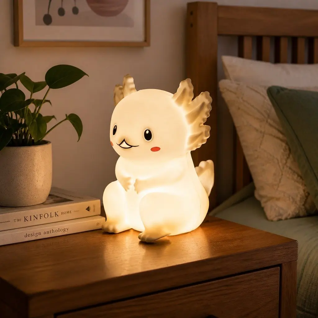 LED Light Axolotl Soft Touch Silicone Nightlight for Children Bedroom Nursery Decor