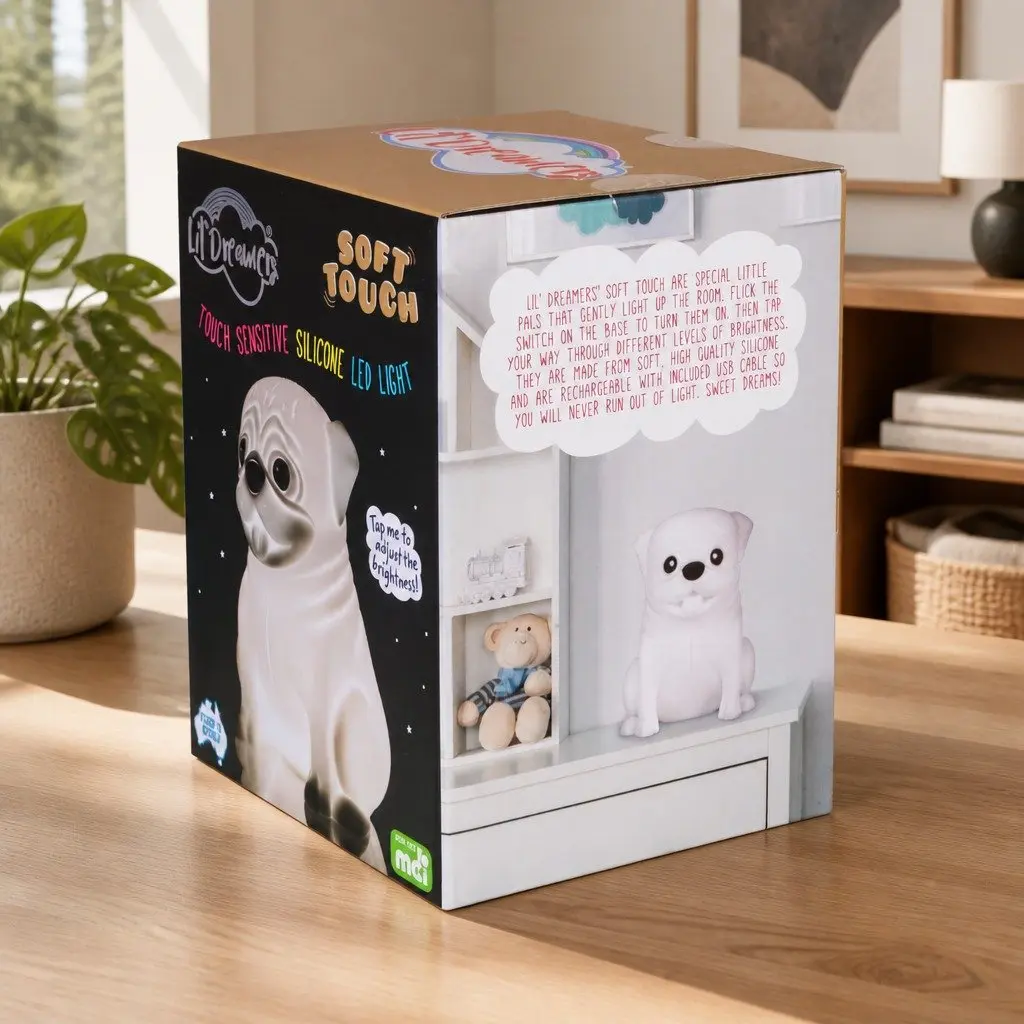 Pug Soft Touch LED Light Nursery Decoration Tap Activated Silicone Body