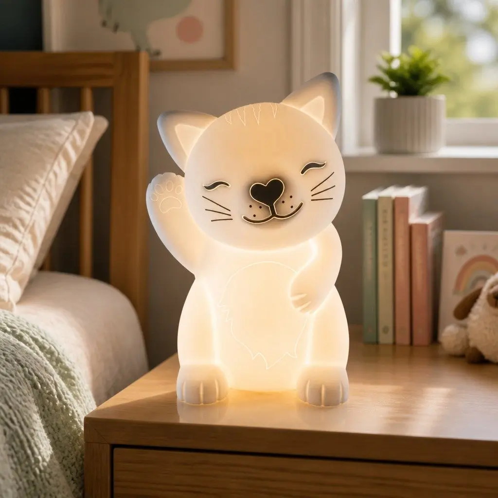 LED Nightlight Cat Soft Touch Silicone Glow Lamp for Kids Bedroom Nursery Playroom