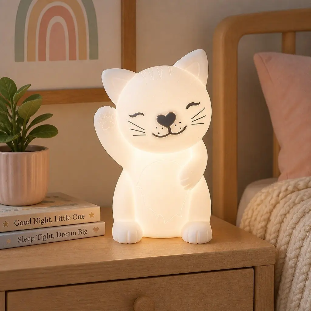 LED Nightlight Cat Soft Touch Silicone Glow Lamp for Kids Bedroom Nursery Playroom