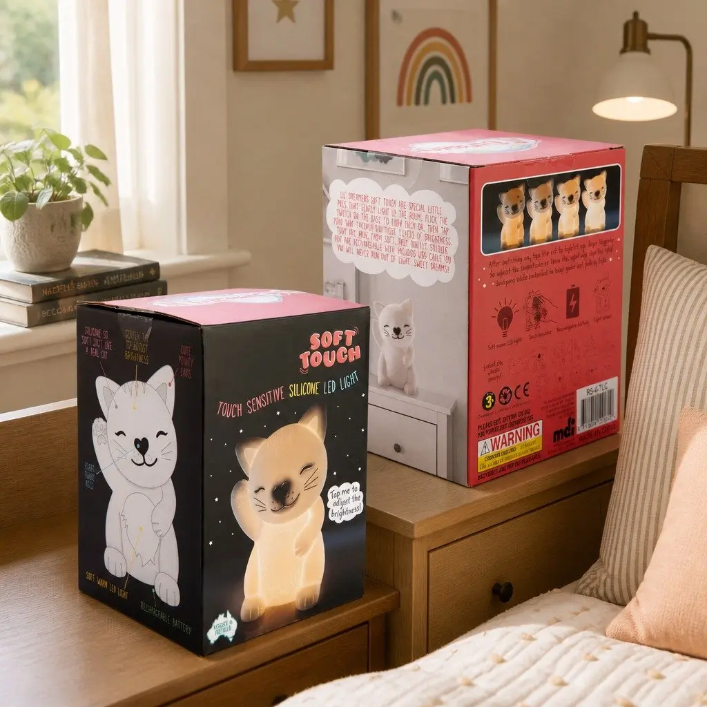 LED Nightlight Cat Soft Touch Silicone Glow Lamp for Kids Bedroom Nursery Playroom