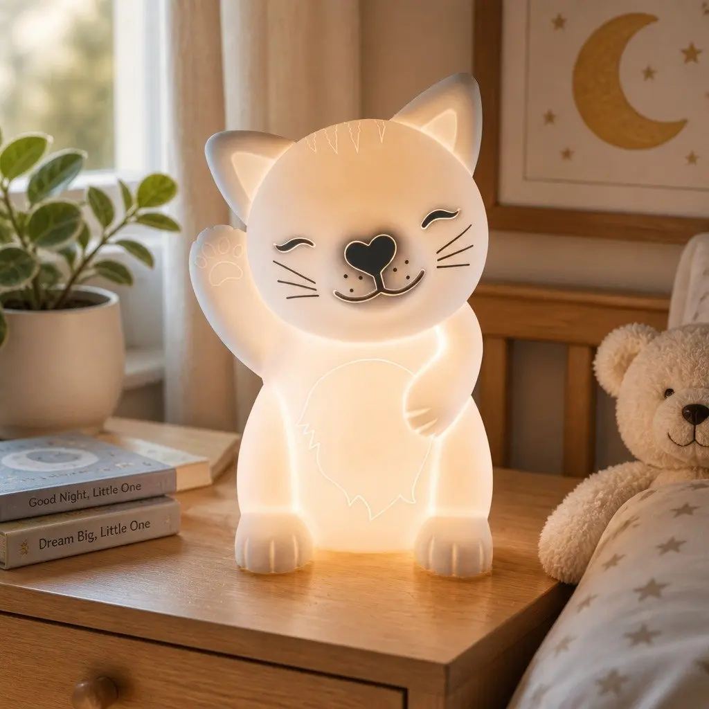 LED Nightlight Cat Soft Touch Silicone Glow Lamp for Kids Bedroom Nursery Playroom