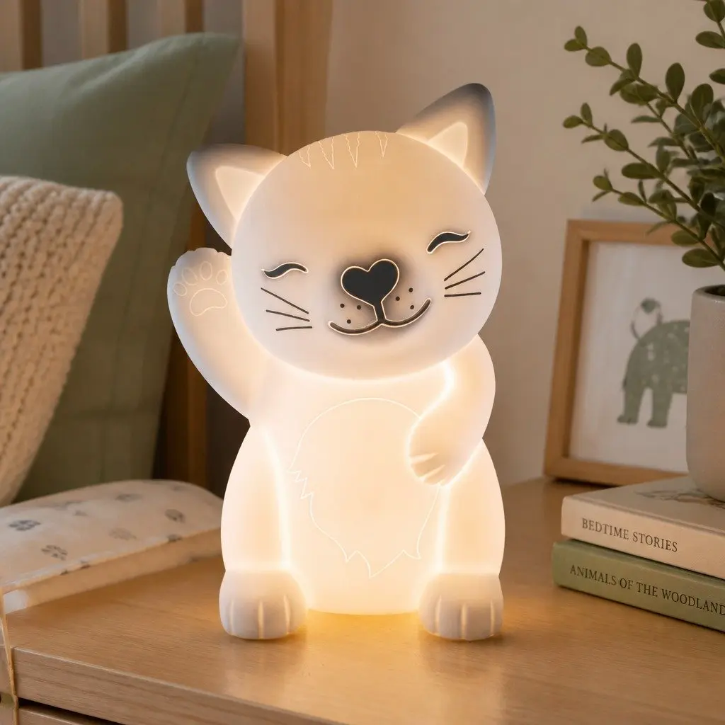 LED Nightlight Cat Soft Touch Silicone Glow Lamp for Kids Bedroom Nursery Playroom