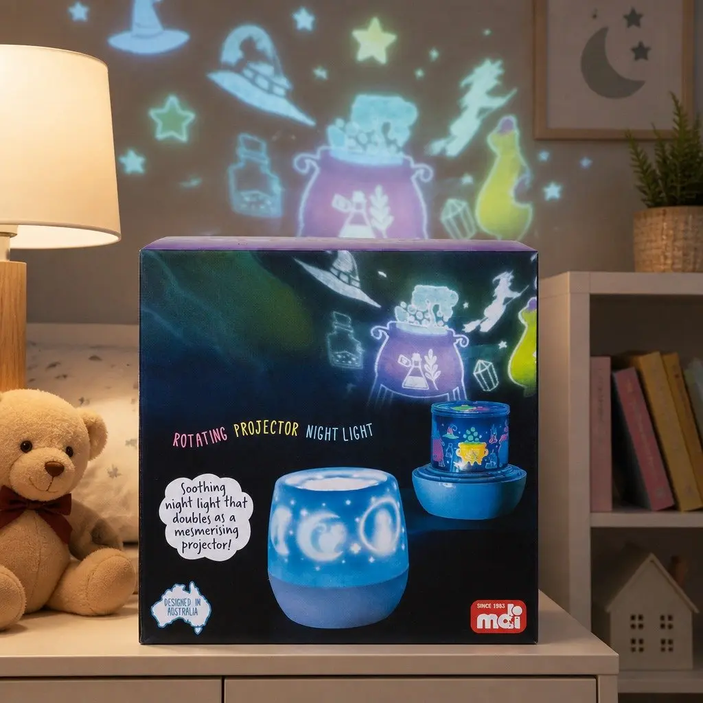 Rotating Projector Light Blue 12 cm Kids Bedroom Soft LED Stars Moons
