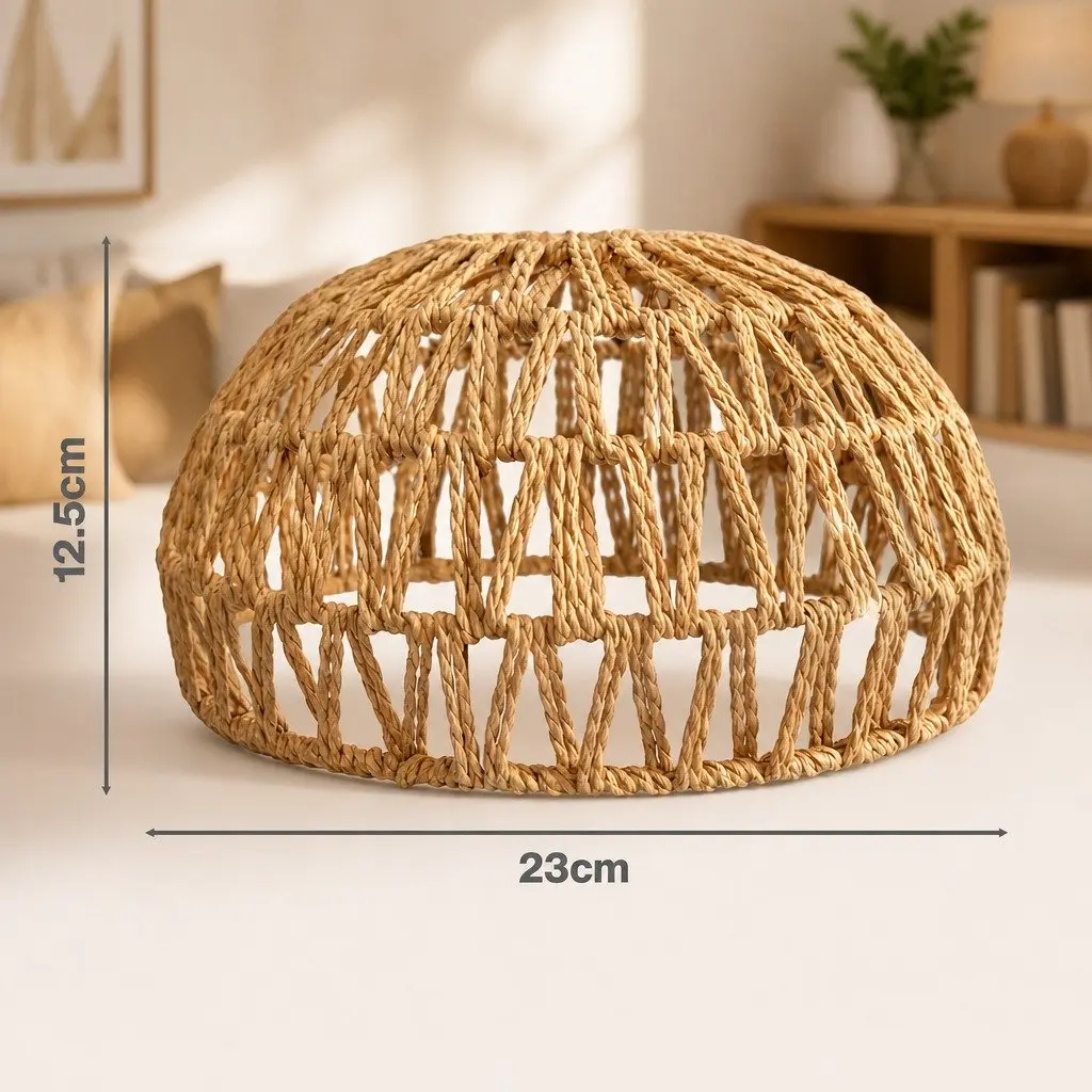 Woven Pendant Light Shade Ceiling Lamp Hemp Rope Iron Frame Home Décor Hanging