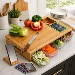 Bamboo Cutting Board with Trays: Practical Kitchen Tool