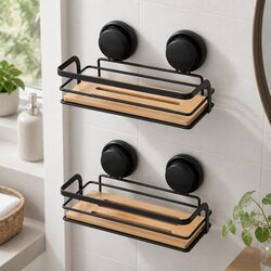 Shower Caddy Shelf Corner Rack 2 Tier Bamboo Storage Basket Bathroom Kitchen