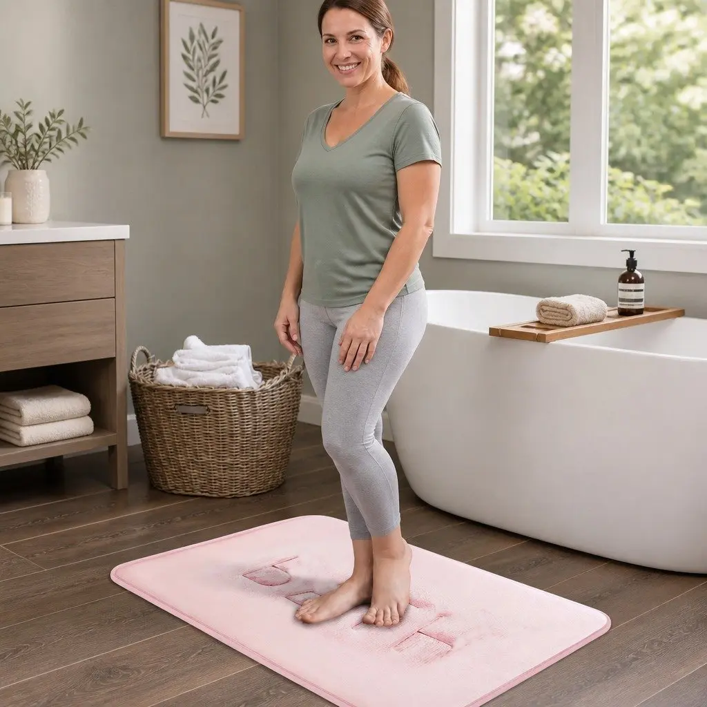 Bath Rug Mat Pink 60x40cm Memory Foam Non-Slip Soft Cushioned Absorbent