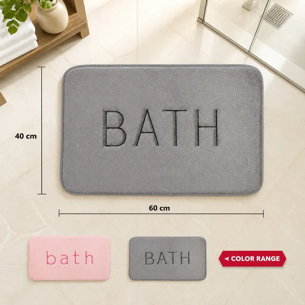 Memory Foam Bath Rug Mat Grey Extra Thick Non-Slip Absorbent
