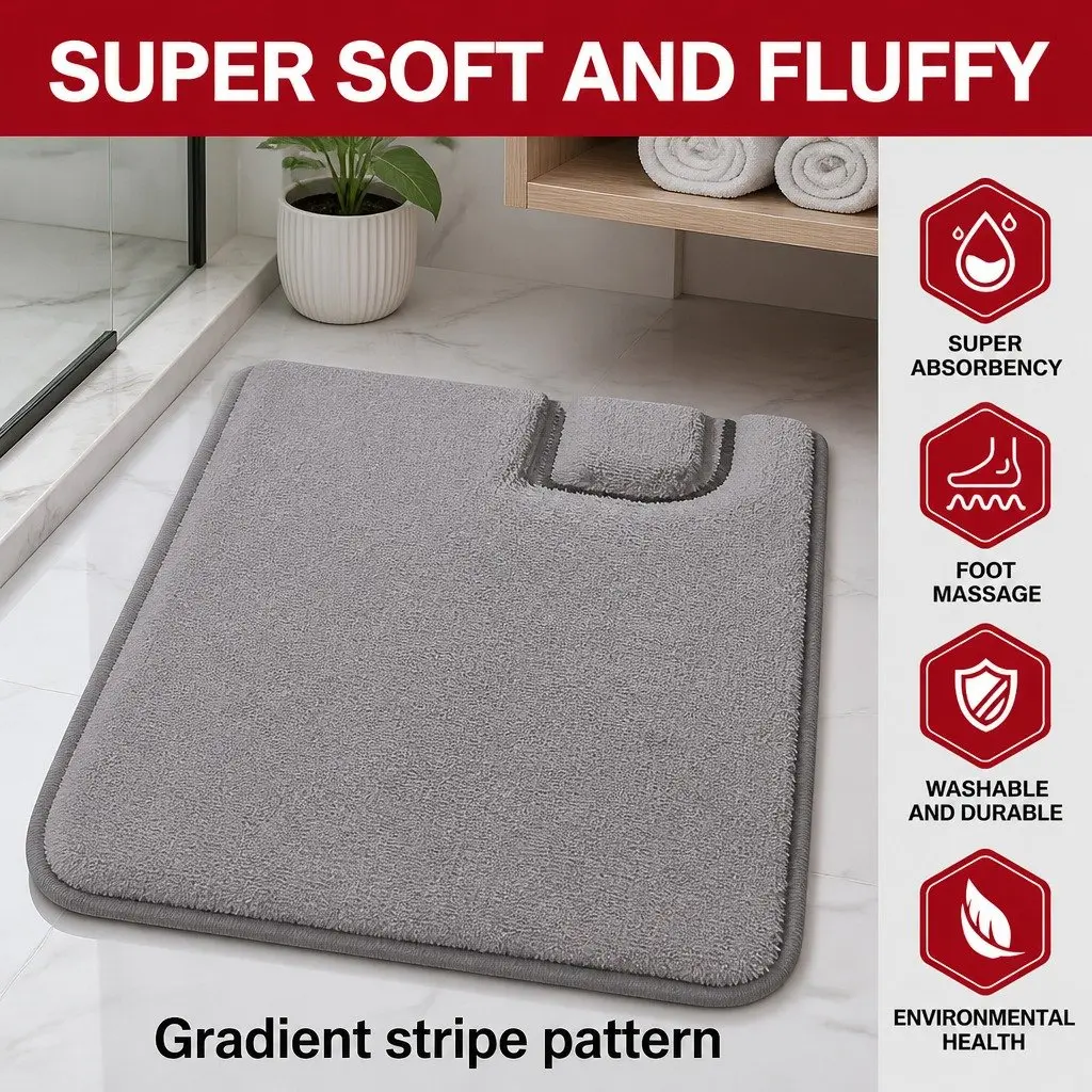 Memory Foam Bath Rug Mat Grey Extra Thick Non-Slip Absorbent