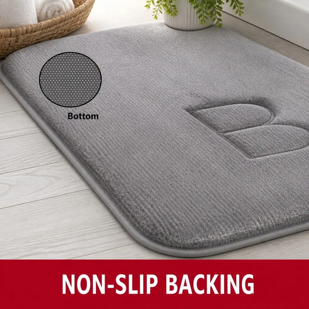Memory Foam Bath Rug Mat Grey Extra Thick Non-Slip Absorbent